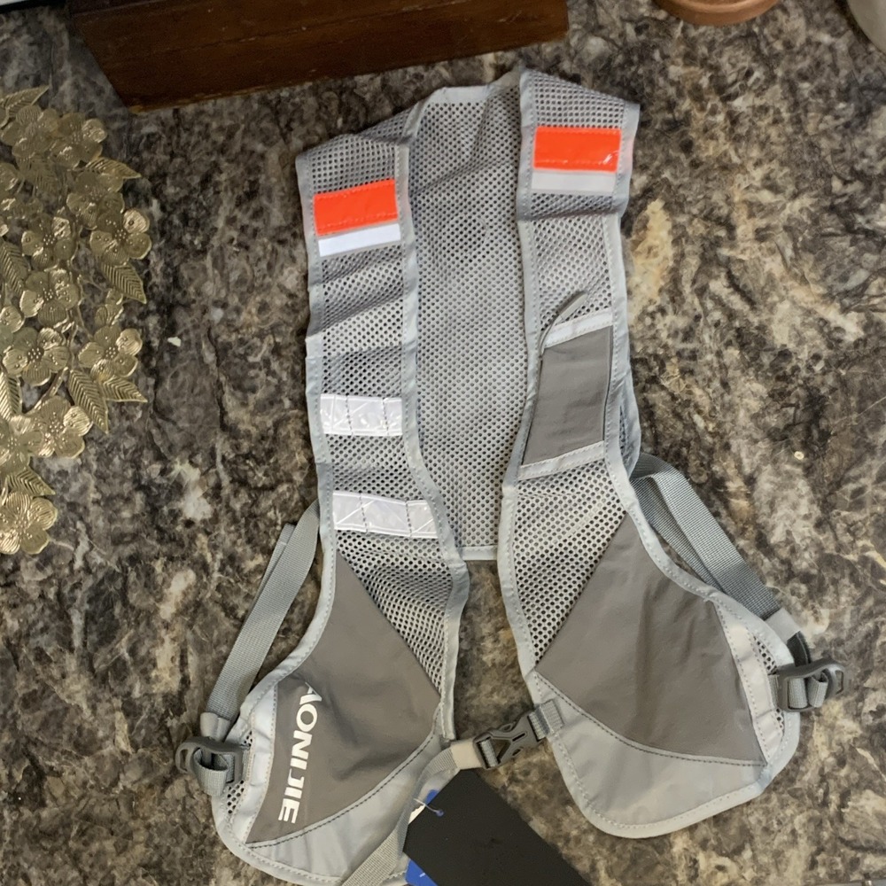 NWT UltrAspire Reflective Running Safety Vest for Upper Body/Back Gray Orange